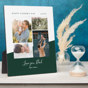 Green Modern Fathers day gift Photo Collage Plaque