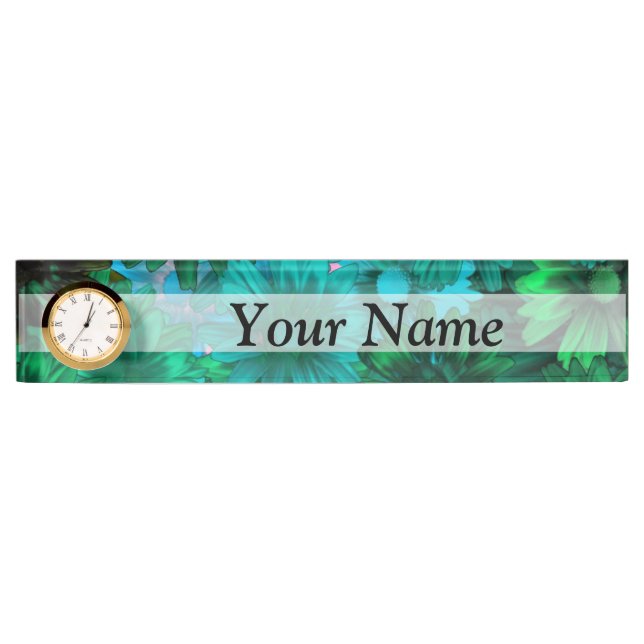 Green modern floral nameplate (Front)