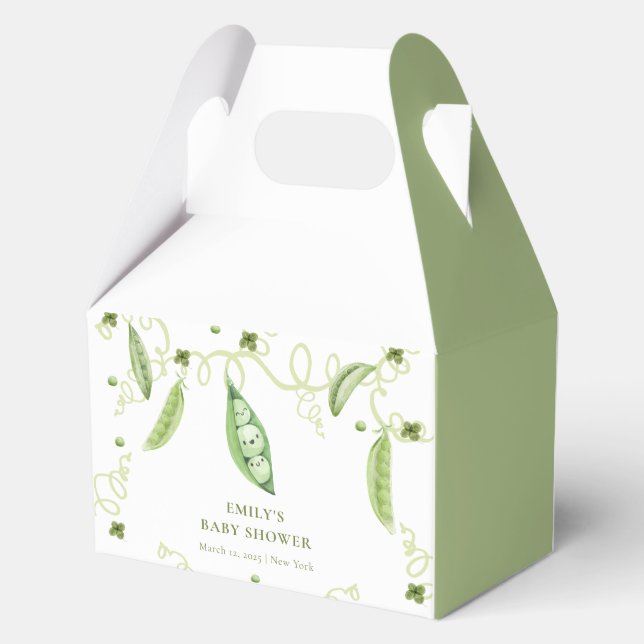 Green Modern Garden Sweet Pea In Pod Baby Shower  Favour Box (Back)