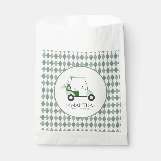 Green Modern Golf Baby Gender Reveal Par-tee Favour Bags (Front)