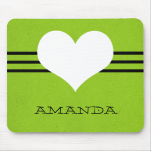 Green Modern Heart Mousepad
