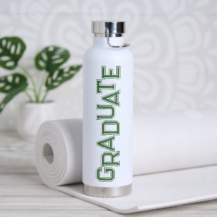 Green Modern High School Graduation Graduate Water Bottle