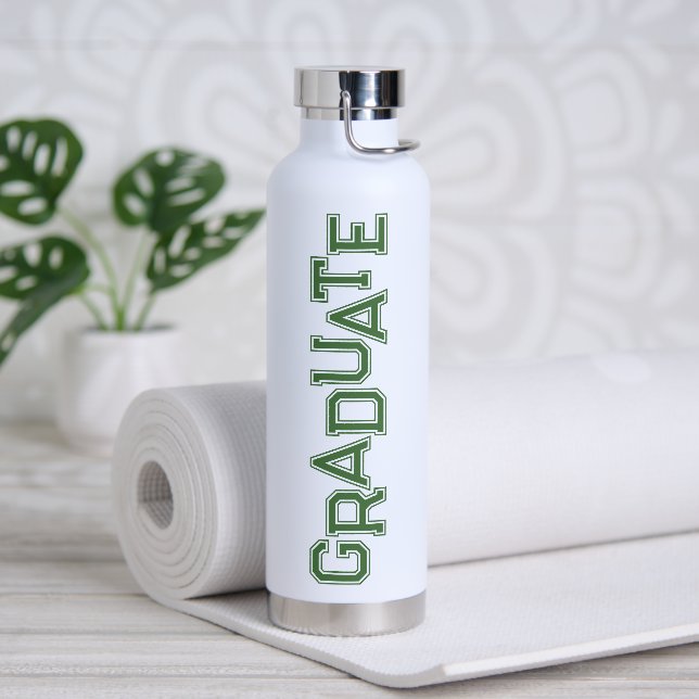 Green Modern High School Graduation Graduate Water Bottle (Yoga)