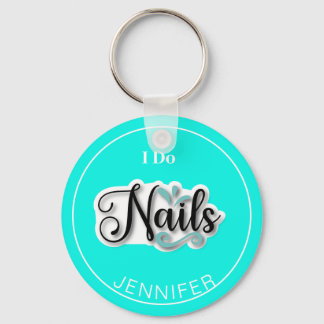 Green Modern I Do Nails Nail Technician Keychain