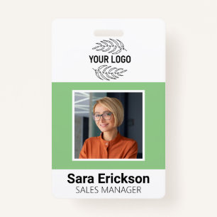 Green Modern ID Card Business Employee QR ID Badge