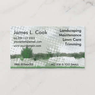 Green Modern Landscape Artist Yard Work Grunge Business Card