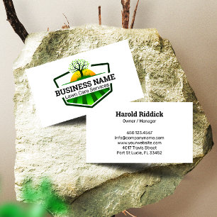 Green Modern Landscaping Lawn Care Logo Business Card