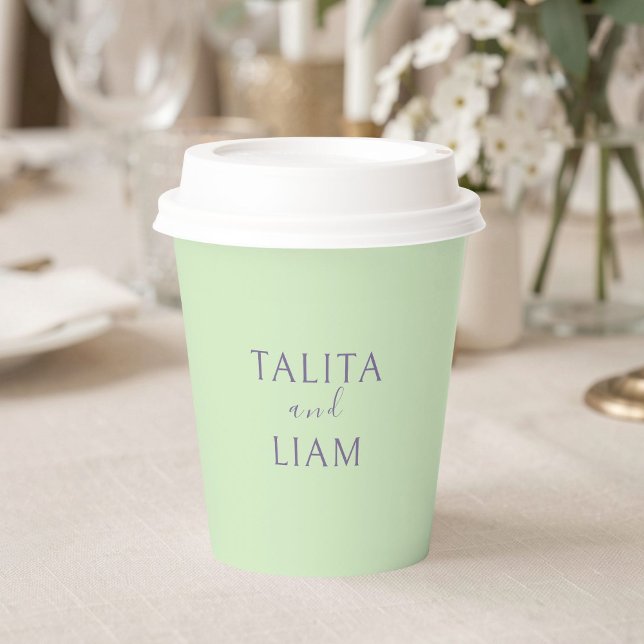 Green | Modern Lavender Minimalist Wedding Paper Cups (Creator Uploaded)