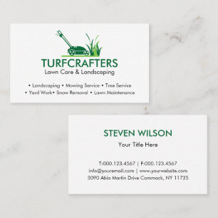 Green Modern Lawn Care Landscaping Business Card