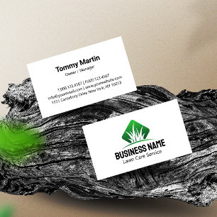 Green Modern Lawn Care Landscaping Business Card