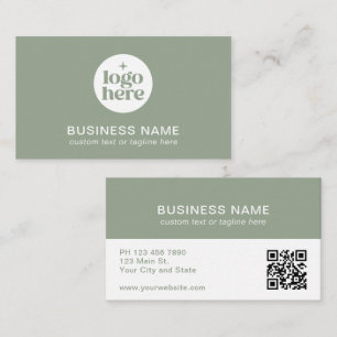 Green Modern Logo QR Code Business Card