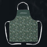 Green modern minimal botanical elegant personalise apron<br><div class="desc">Modern minimum foliage green script personalised apron. Hand painted eucalyptus,  minimal foliage and modern rustic rattan wreath give this design a luxurious feel. In classy greens,  browns,  black,  sage green and greys.</div>