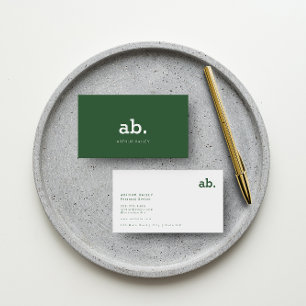 Green   Modern Minimal Monogram Classic Typography Business Card