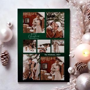 Green Modern Minimalist Christmas Couple Photo  Holiday Card