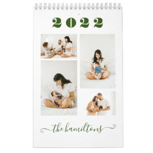 Green Modern Minimalist Family Photo New Year Calendar