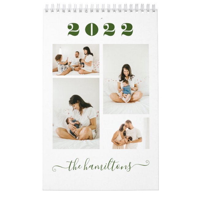  Green Modern Minimalist Family Photo New Year Calendar (Cover)
