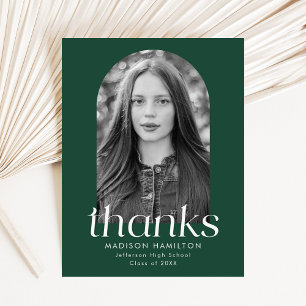 Green Modern Minimalist Photo Graduation Thank You Postcard