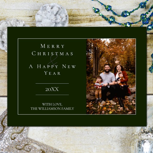 Green Modern Minimalist Photo Holiday Card (Green Modern Minimalist Photo Holiday Card)
