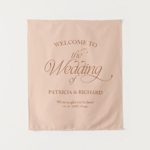 Green Modern Minimalist Wedding Welcome Sign Tapestry