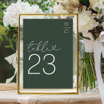 Green Modern Monogram Wedding Table Number<br><div class="desc">Minimal green wedding table numbers featuring your initials in the top right corner,  the word 'table' in a elegant script font that incorporates a love heart,  and the number.</div>