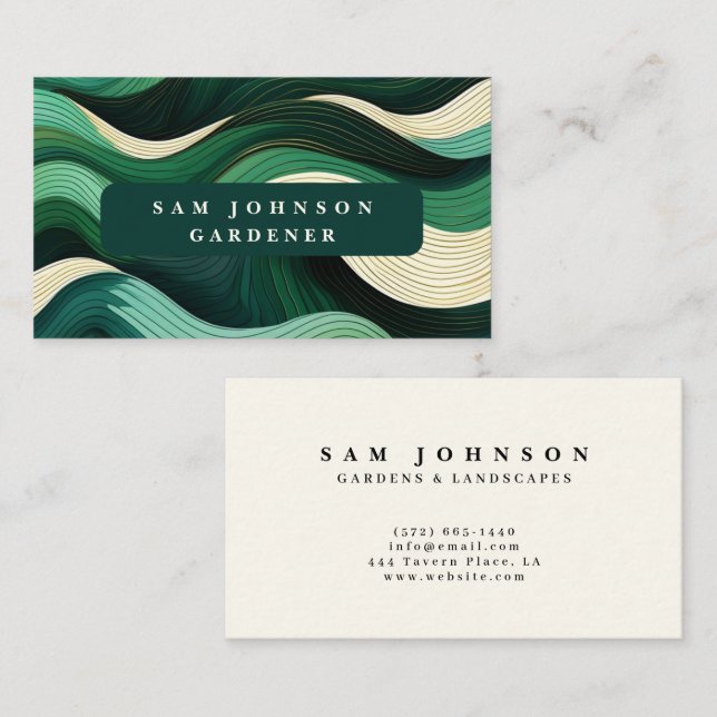 Green Modern Nature Gardener Landscape Business Card (Front/Back)