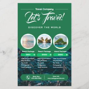 Green Modern Pastel Travel Agency Promotional Flyer