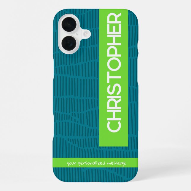 Green Modern Personalised Name iPhone Case (Back)