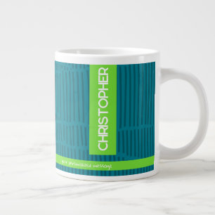 Green Modern Personalised Name Large Coffee Mug