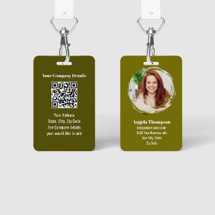 Green Modern Photo QR Code Employee ID Badge