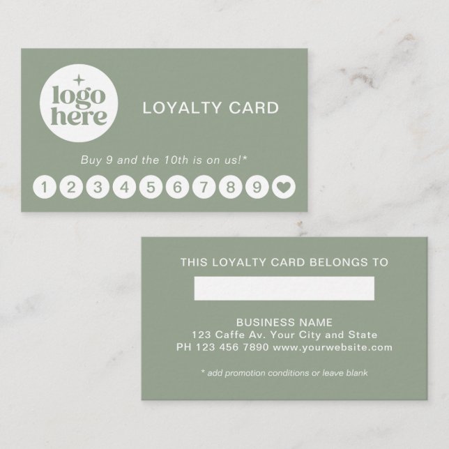 Green Modern Professional Logo Loyalty Card (Front/Back)