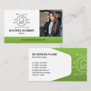 Green Modern Real Estate Agent Photo Business Card