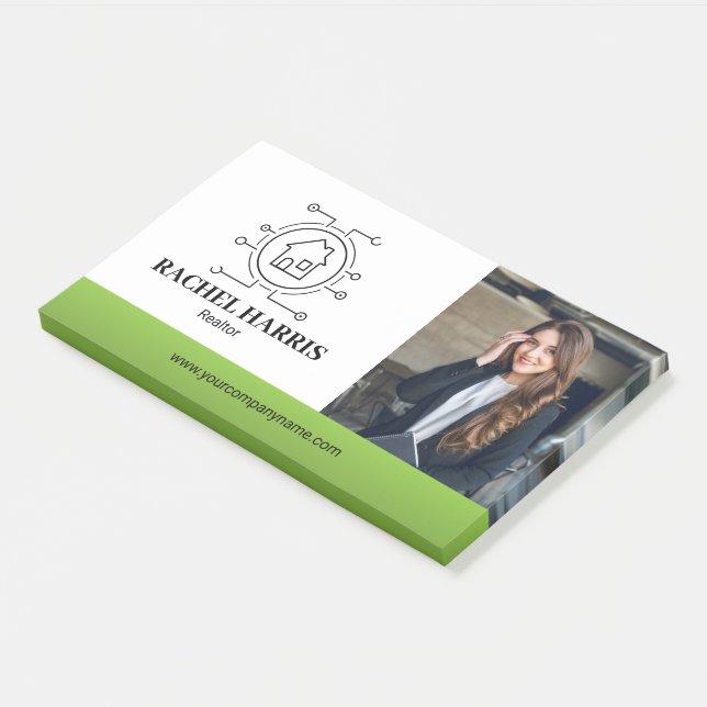 Green Modern Real Estate Agent Photo Post-it Notes (Angled)