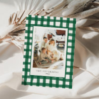 Green Modern Retro Plaid Family Photo Xmas