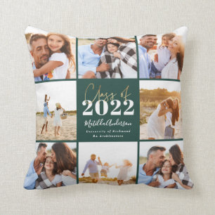 green modern script graduation photo class of 2022 cushion