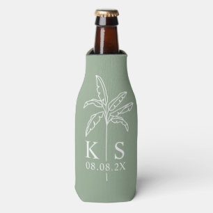 Green Modern Script Personalised Groomsmen Bottle Cooler