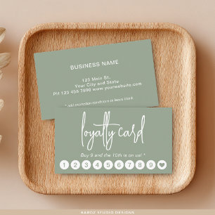 Green Modern Script Professional Loyalty Card