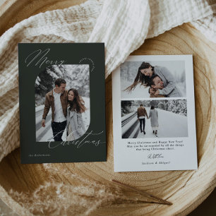 Green Modern Script Typography Photo Christmas Holiday Card