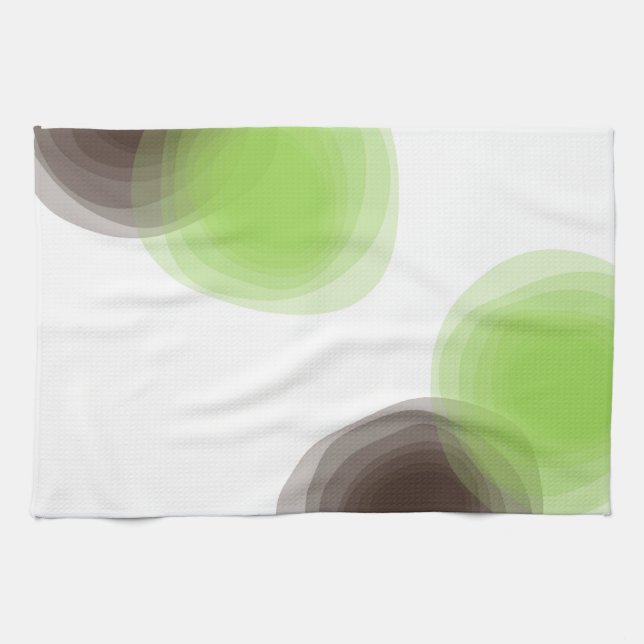 Green, modern, simple, flower abstract graphic tea towel (Horizontal)