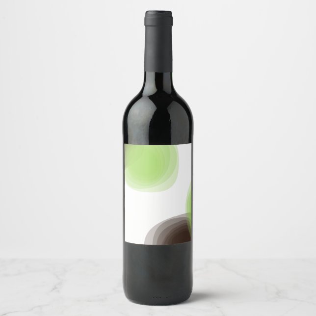 Green, modern, simple, flower abstract graphic wine label (Front)