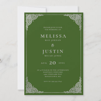 Green Modern Simplistic Wedding Invitation