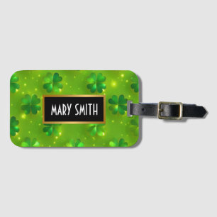 Green Modern St Patrick's Day Clover Collection Luggage Tag