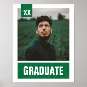 Green Modern Textured Photo Graduation Poster