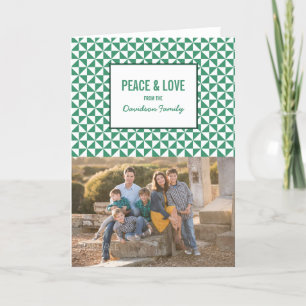 Green Modern Triangles Holiday Photo Card