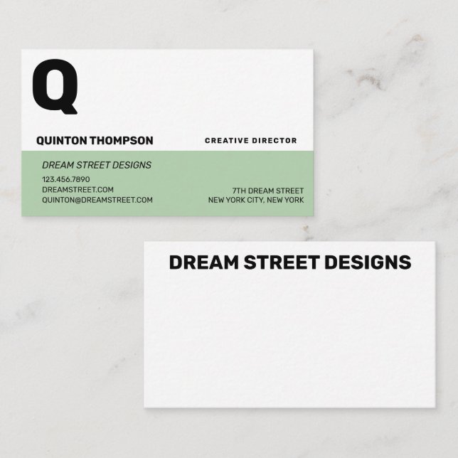GREEN MODERN TWO-TONE BUSINESS CARD (Front/Back)