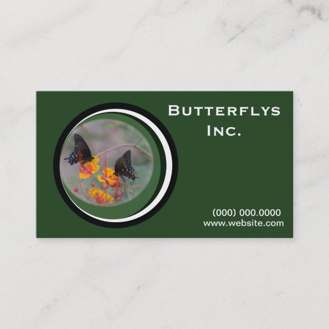 Green Monarch Butterfly Business Card (Front)