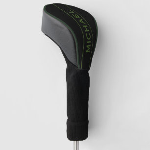 Green Monogram and Name Personalised Golf Head Cover