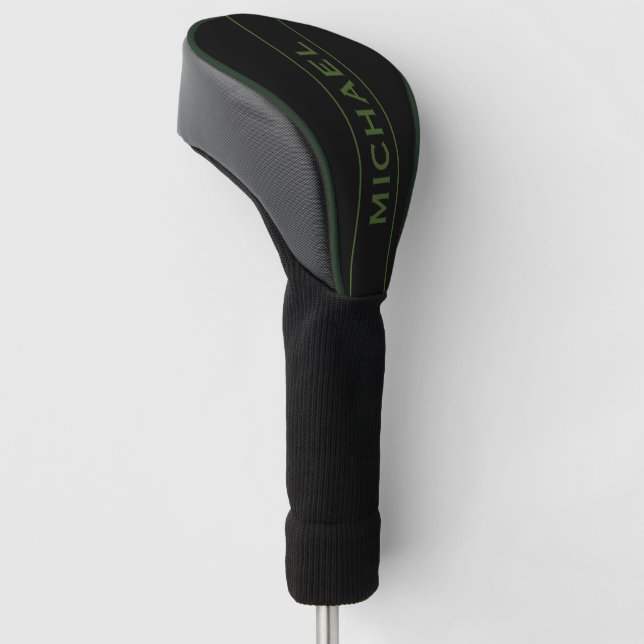 Green  Monogram and Name Personalised  Golf Head Cover (Angled)