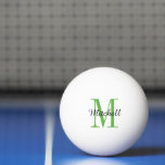 Green Monogram and Name Personalised Ping Pong Ball<br><div class="desc">Custom printed ping pong balls personalised with your name and monogram or other custom text. Click Customise It to edit fonts and colours or add your own text and images to create a unique one of a kind gift.</div>