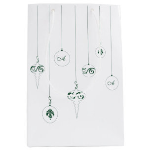 Green Monogram Bauble Christmas Ornaments Gift Bag