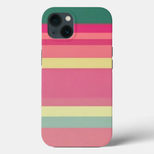 Green Monogram / Colorblock Horizontal Stripe Pink iPhone 13 Case